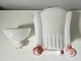 Westmoreland Specialty Co “Flute & Crown” Milk Glass Mustard Bowl with Lid, Original Label