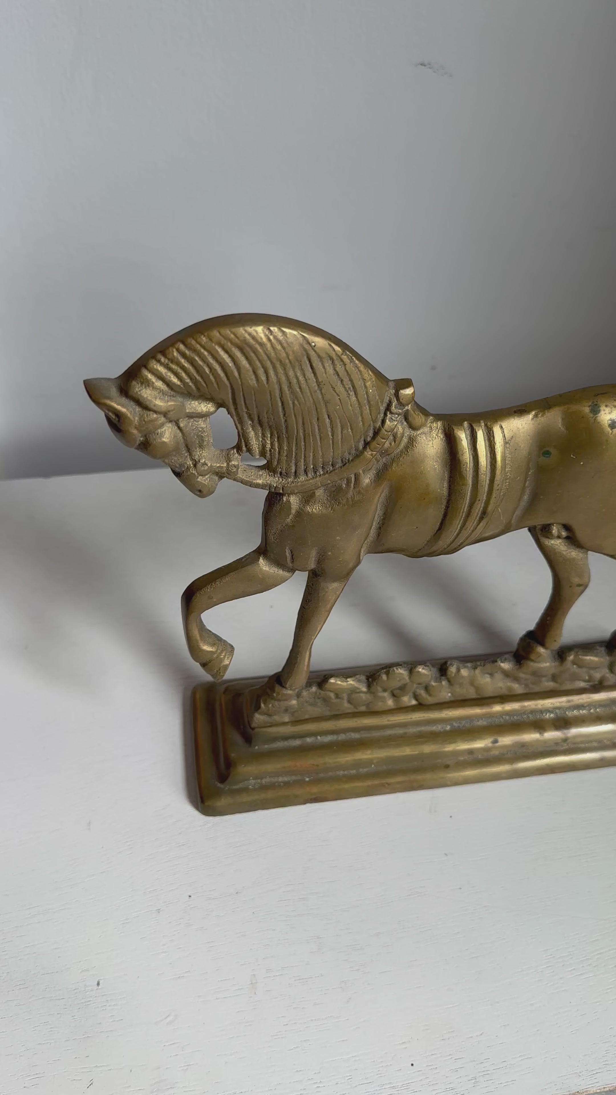 Antique English Brass Horse Doorstop