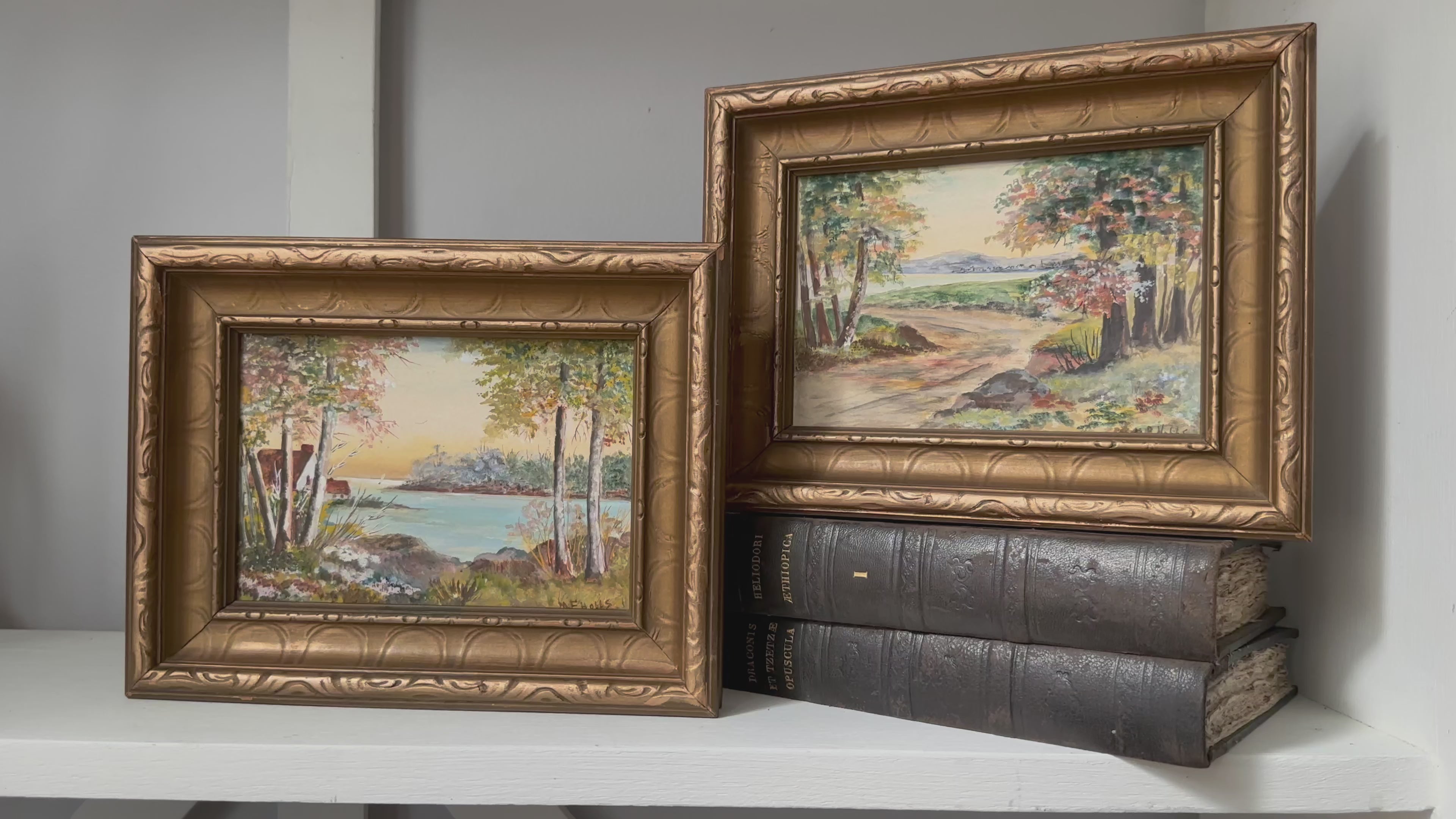 Vintage Pair Cottage Watercolour Prints