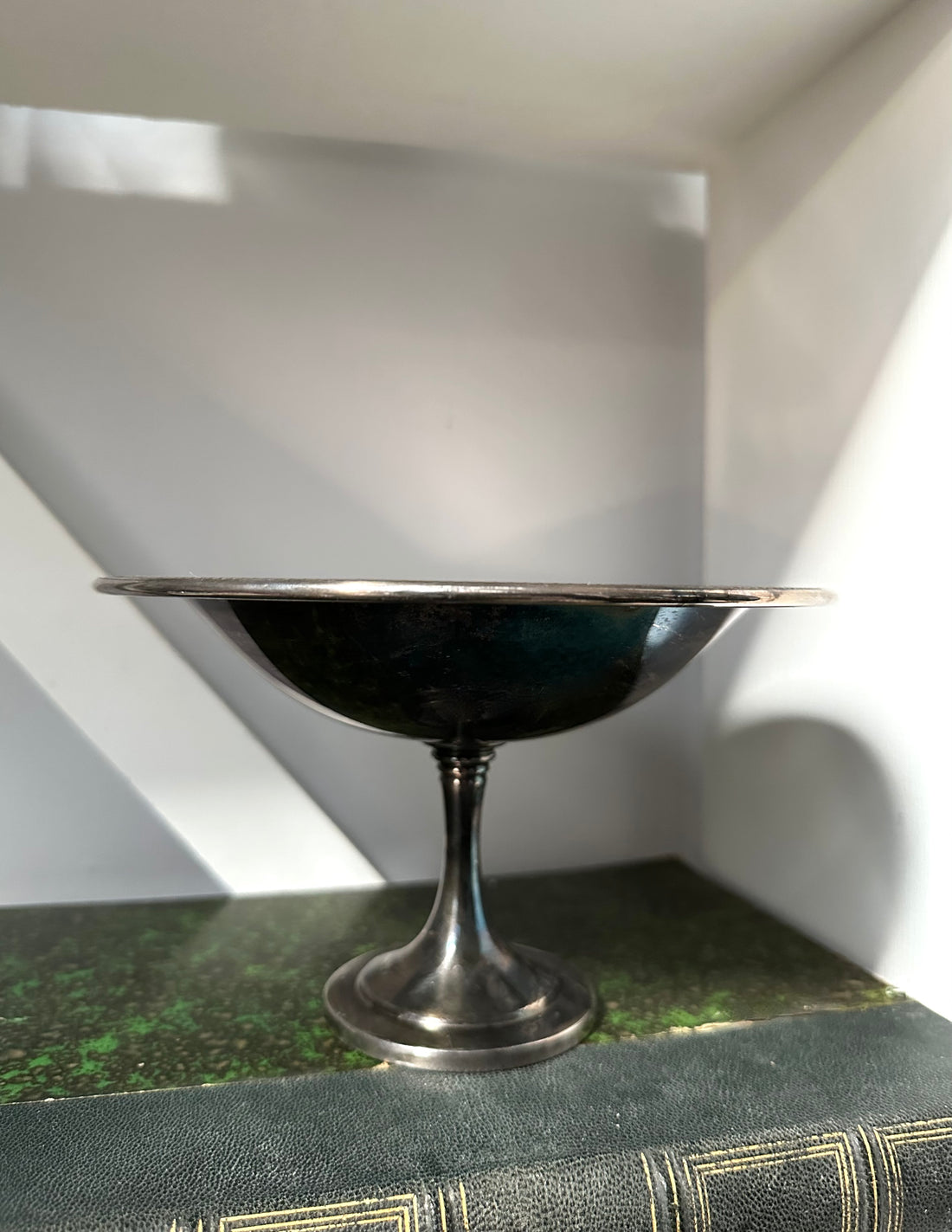 Vintage silver-plated pedestal compote dish