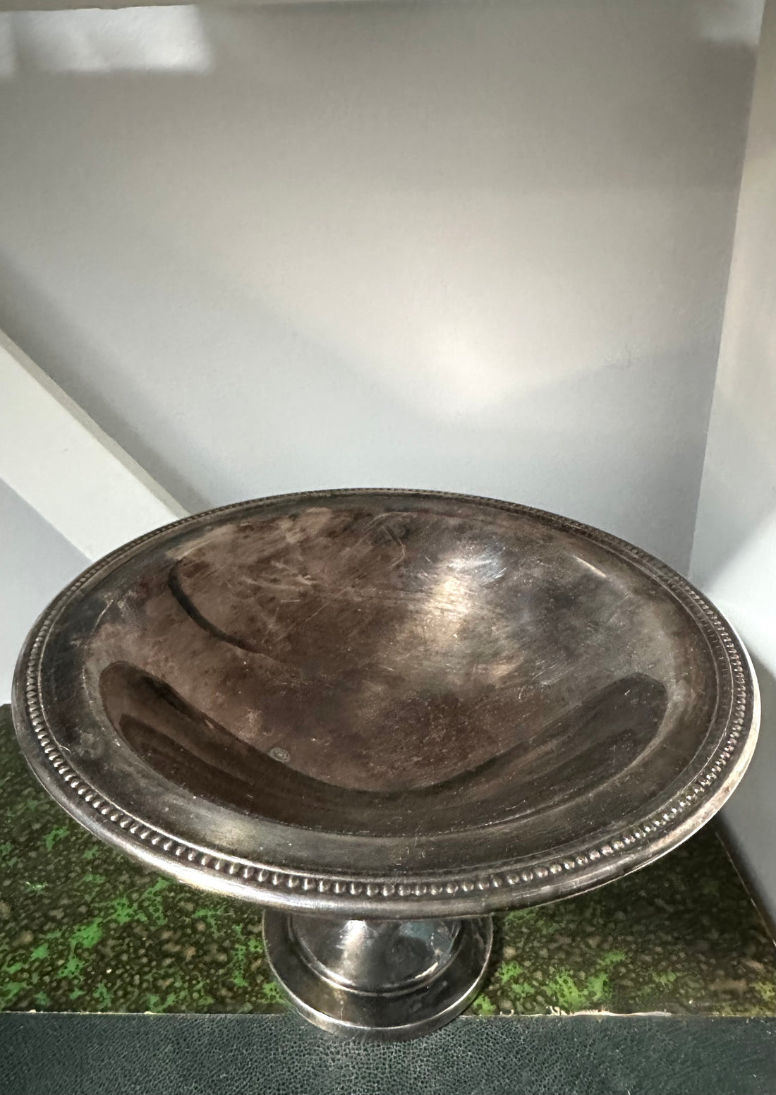 Vintage silver-plated pedestal compote dish